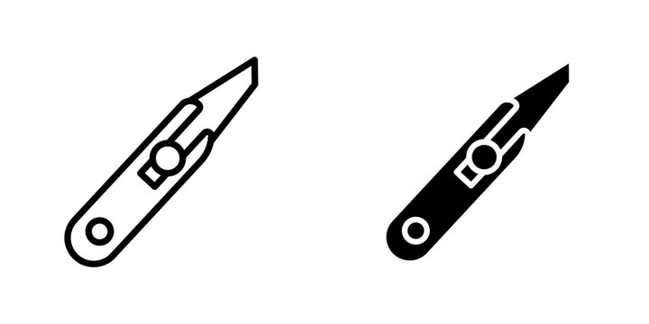 Cutter icon flat outline in black