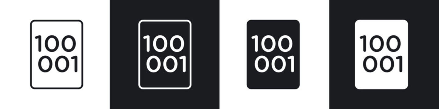 File Binary icon flat outline in black