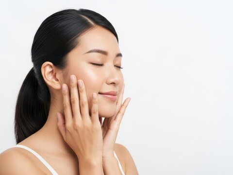 Relaxed woman with eyes closed and tongue out