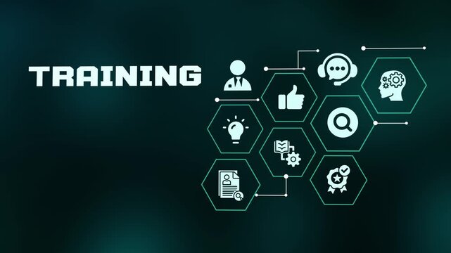Corporate training and skill development concept background with digital technology network icons design