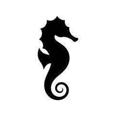 Black seahorse icon with curled tail silhouette style © Md Shohel rana