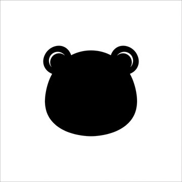 Black cartoon bear face with two ears icon