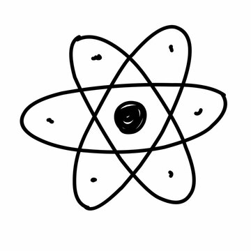The vector of the atomic icon is in a doodle style.