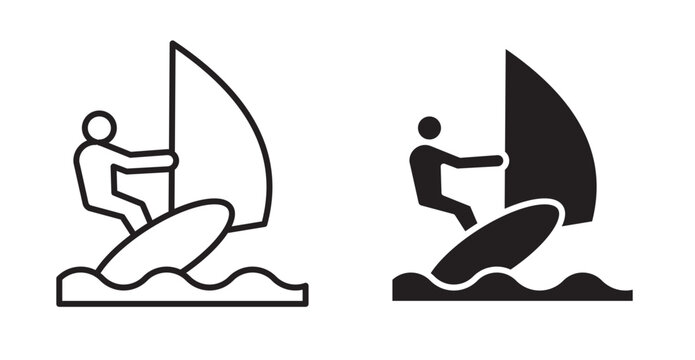 Windsurf icon flat outline in black