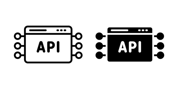 API icon flat outline in black