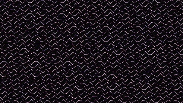 Animated pink zigzag lines pattern moving on black background
