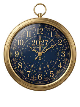 Vintage gold pocket watch with star map design showing the year 2027