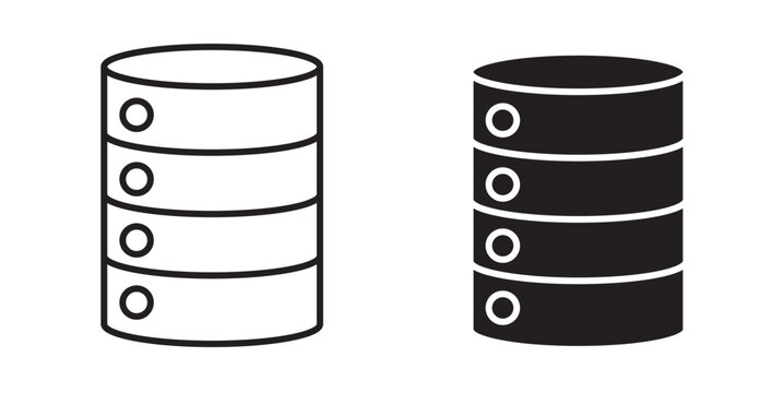 Database icon flat outline in black