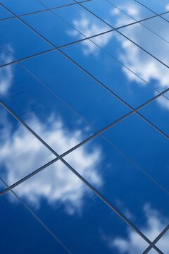 Abstract Macro of Solar Panel Surface Reflecting Blue Sky, Clean Energy G20 2026 Concept, No People