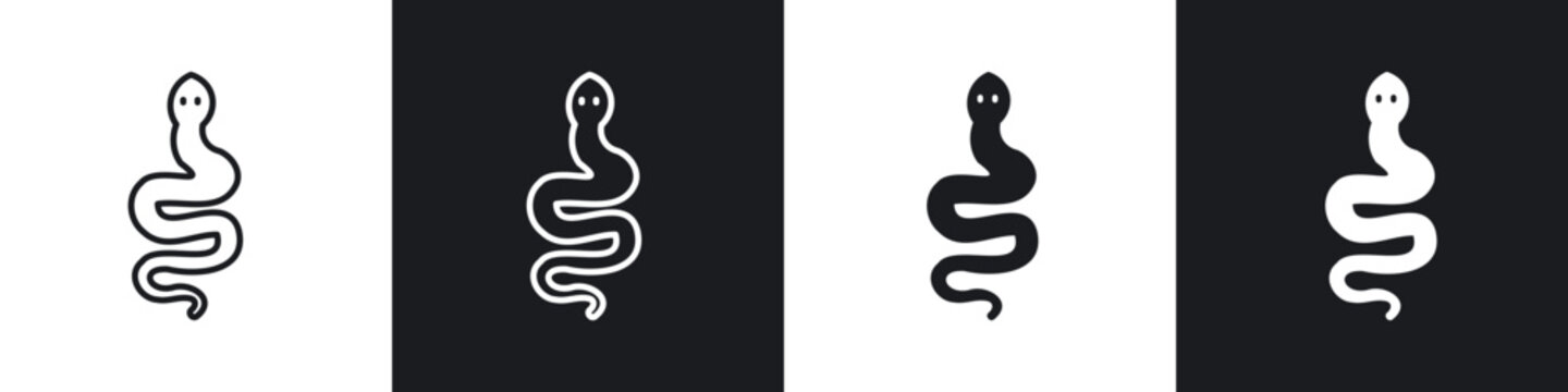 Snake icon flat outline in black