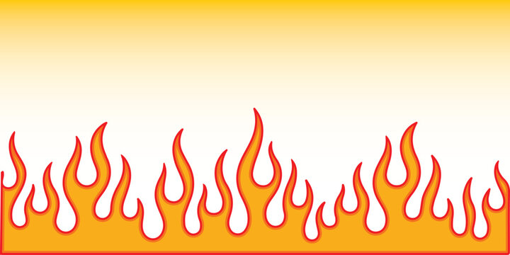 Orange and red classic fire flames border vector background