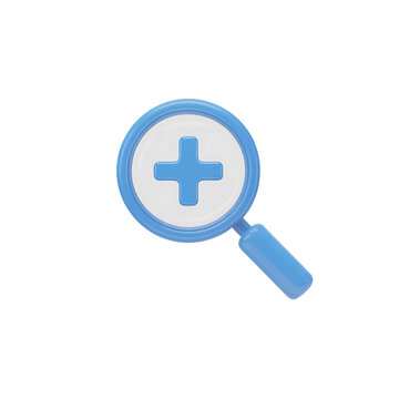 Blue magnifying glass with a plus symbol for zoom in plus icon blue magnifier search tool UI element app icon web icon graphic design white background