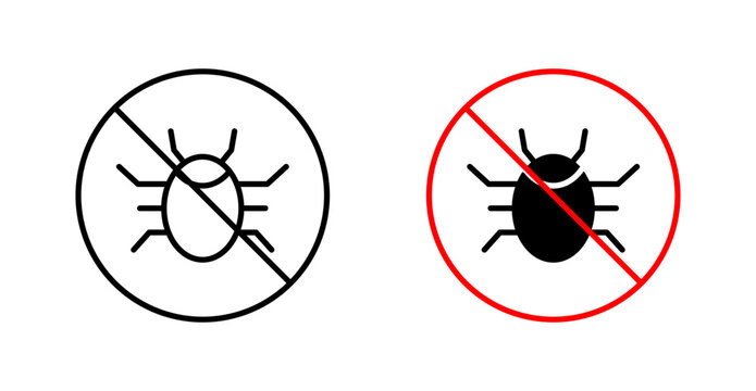 No Bug icon flat outline in black