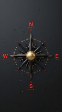compass and map with black background