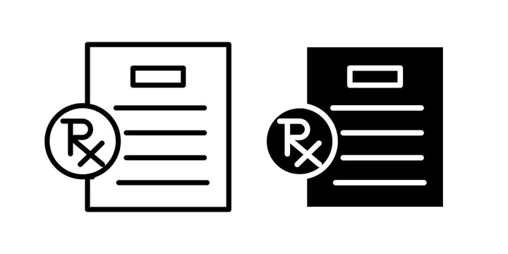 RX icon flat outline in black