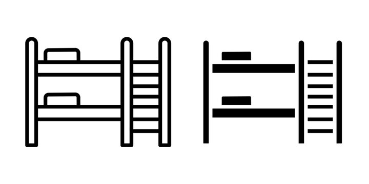 Bunk bed icon flat outline in black