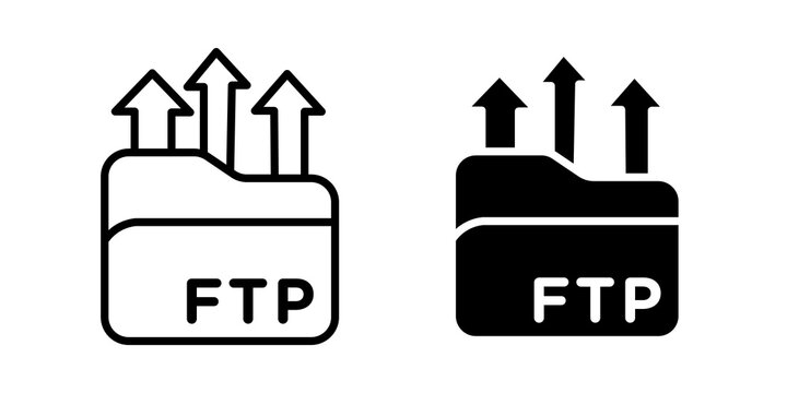 FTP icon flat outline in black