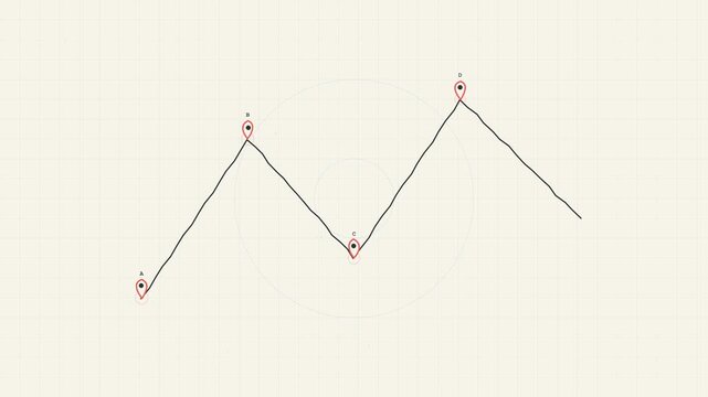 Animated Line Graph Growing With Red Location Marker Points On A Grid