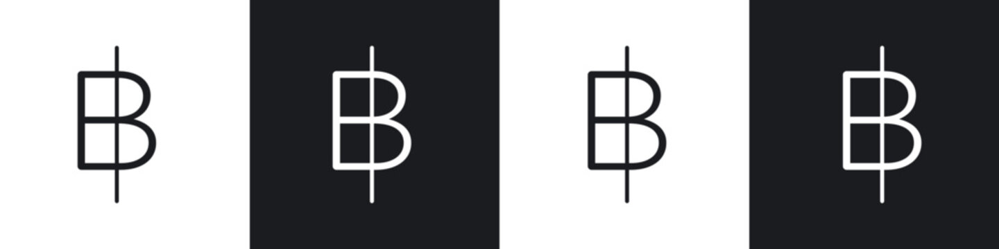 Baht sign flat outline in black
