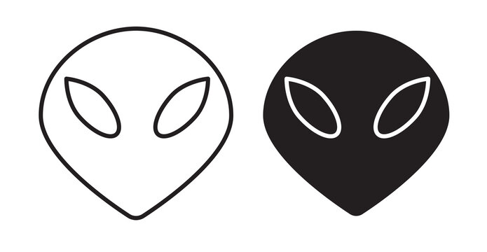 Alien icon flat outline in black