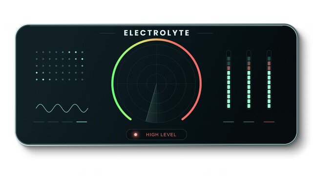 High Electrolyte Level Medical HUD Gauge Animation, Hydration and Mineral Balance Monitoring Dashboard