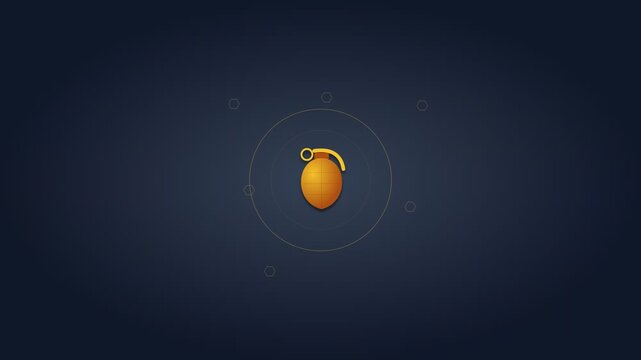 Stylized cartoon hand grenade floating on dark blue background