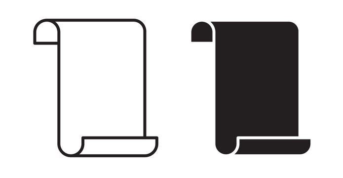 Scroll icon flat outline in black