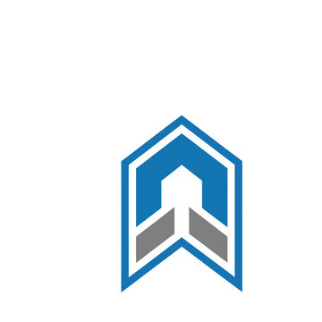 Abstract geometric logo with arrow shape