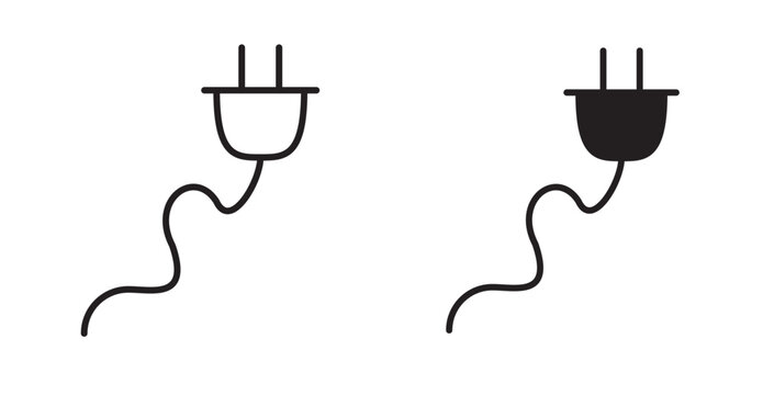 Plug icon flat outline in black