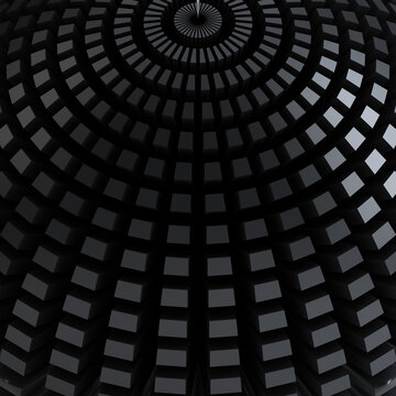 Abstract Repeating Cubes Forming Curved Geometric Grid and Tunnel Pattern, 3D Rendering
