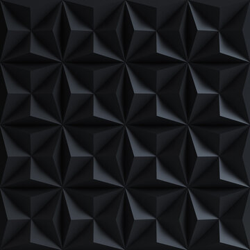 Abstract Geometric Faceted Wall with Repeating Diamond Pattern in Black and White, 3D Rendering