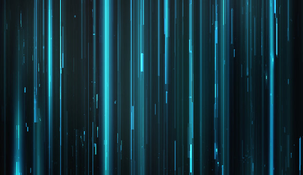 Futuristic Blue Digital Light Trails and High Speed Data Stream Technology Background, 3D Rendering