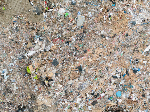 Overhead shot of polluted garbage dump