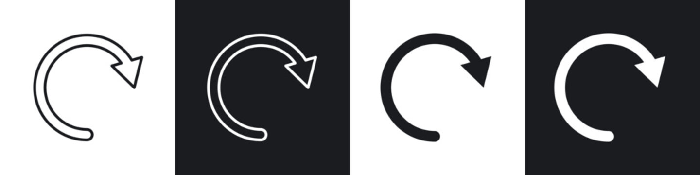 Undo icon flat outline in black