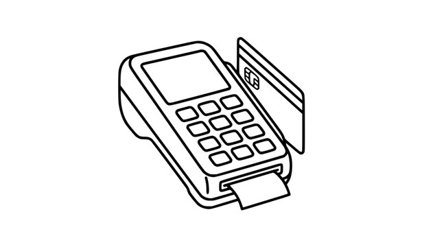 Countertop Card Payment Terminal With Keypad and Inserted Bank Card