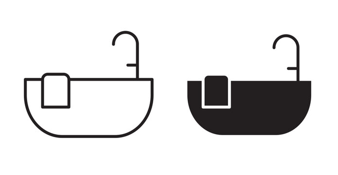 Bathroom icon flat outline in black