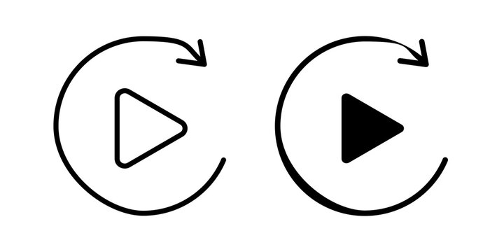 Playback icon flat outline in black