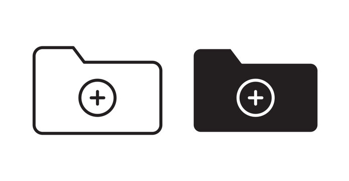 Create folder icon flat outline in black