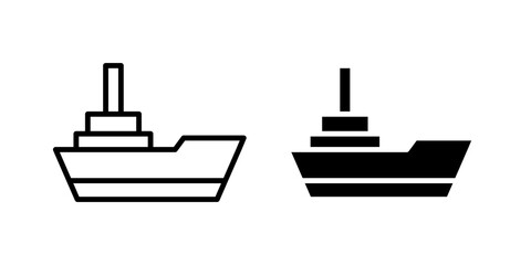 Warship icon flat outline in black © ramsey