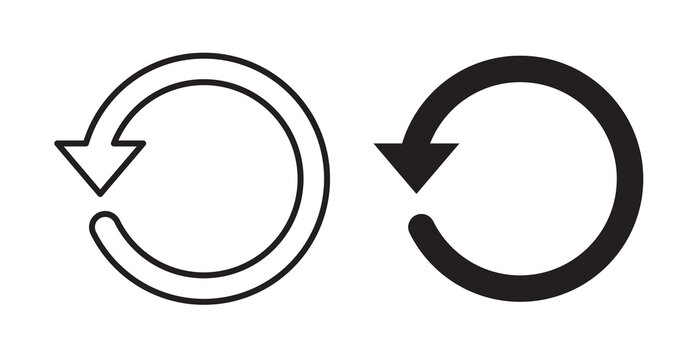Reset icon flat outline in black