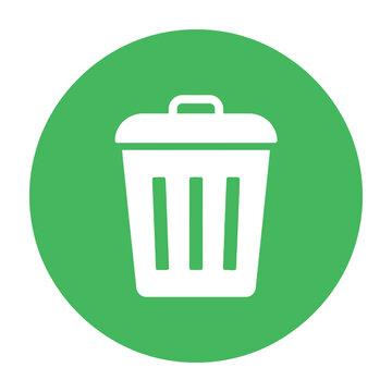 Green trash bin icon vector symbol for waste management and recycling