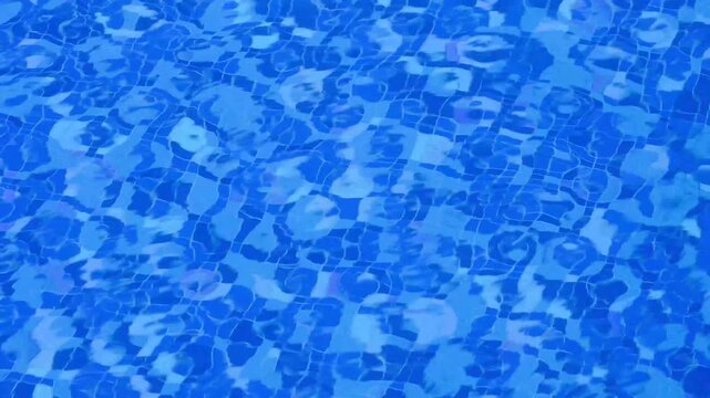 Blue swimming pool water with gentle ripples and tile pattern reflection.