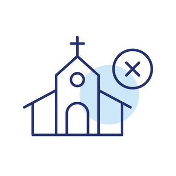 Religious restriction, place of worship ban. Pixel perfect, editable stroke vector icon