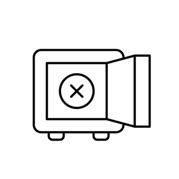 Vault security restriction, secure storage ban. Pixel perfect, editable stroke vector icon