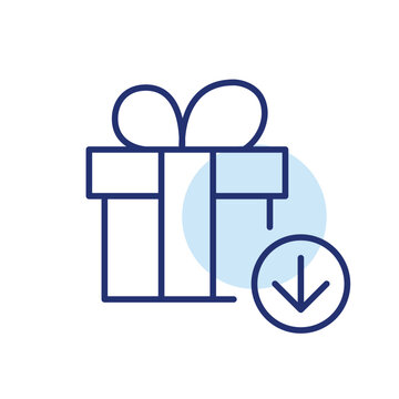 Present return, gift reduction, donation decrease. Pixel perfect, editable stroke vector icon