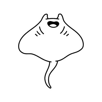 Minimalist Hand Drawn Manta Ray Line Art Icon