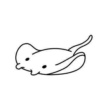 Minimalist Hand Drawn Manta Ray Line Art Icon