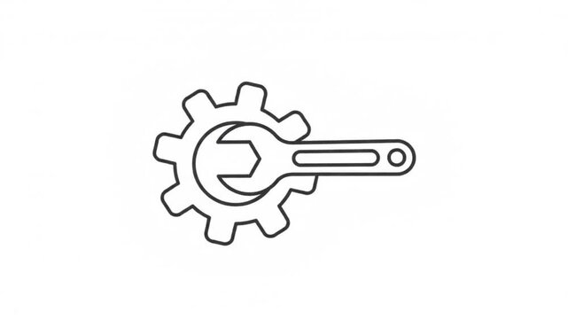 Gear icon combined with a wrench represents industrial maintenance and mechanical repair services.