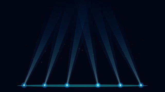 Dynamic Blue Stage Spotlights Animation, Concert Light Beams Video Footage