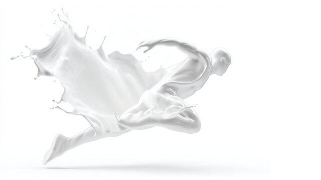 White Milk Splash Dancer Sculpture Frozen Mid-Motion, Dynamic Liquid Art Concept